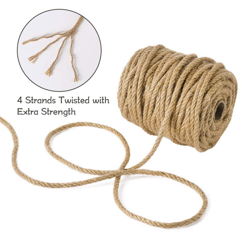 Tenn Well 5mm Jute Rope, 100 Feet 4Ply Twisted Heavy Duty and Thick Twine Rope for Gardening, Crafting, Bundling, Cat Scratching Post, Home Decor, Christmas Decorations - Image 2